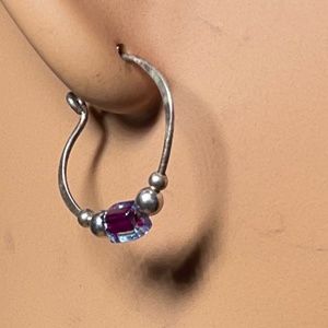 Amethyst color bead silver tone Earrings